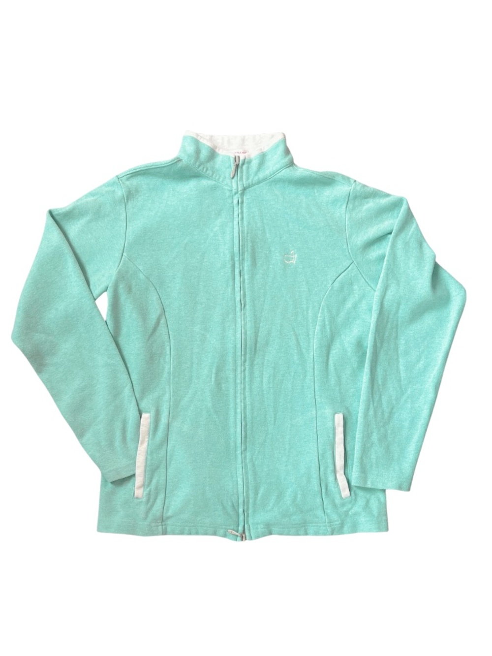 Peter Millar Masters Teal Oatmeal Full Zip Cotton Womens Sweater Sz M